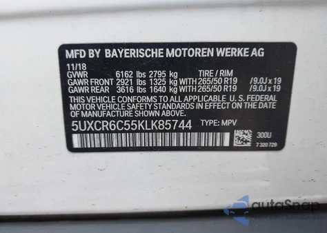2019 BMW X5 xDrive40I z USA, uszkodzony, nr VIN 5UXCR6C55KLK85744